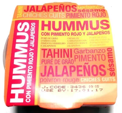 Hummus con pimiento rojo y jalapeños Orexis 200 g, code 5013543007486