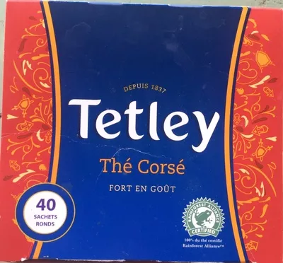 Thé corsé Tetley, Tata Global Beverages 100 g, 40 sachets ronds, code 5014328073030