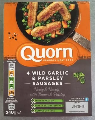 Quorn 4 wild and Parsley sausages Quorn 240 g (4 x 60 g), code 5019503021950