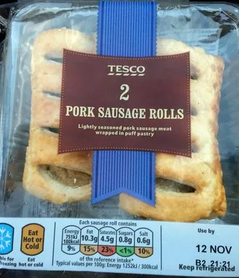 2 pork sausages rolls TESCO 120g, code 5031021047410