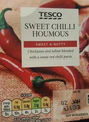 Sweet chili houmous Tesco , code 5053526262907