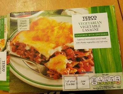 Vegetarian vegetable lasagna Tesco , code 5054269804850