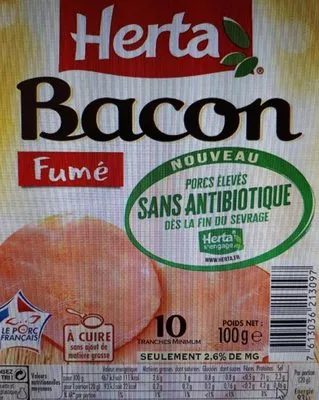 Bacon fumé sans antibiotiques  100 g, code 5365036213097