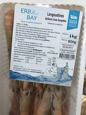 Langoustines entières crues surgelées Errigal Bay 1 kg (800 g net), code 5391020008042