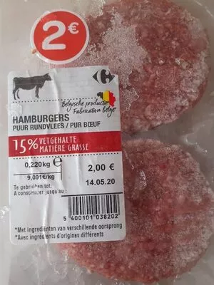 Hamburgers pur boeuf Carrefour 200 g, code 5400101038202