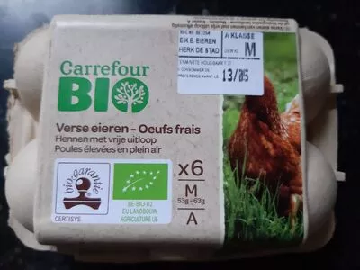 Oeufs frais Carrefour bio, Carrefour 6, code 5400101054264