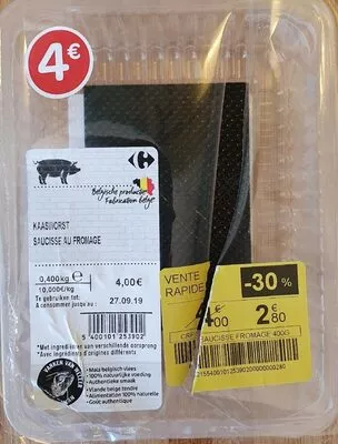 Saucisse au fromage Carrefour 400 g, code 5400101253902