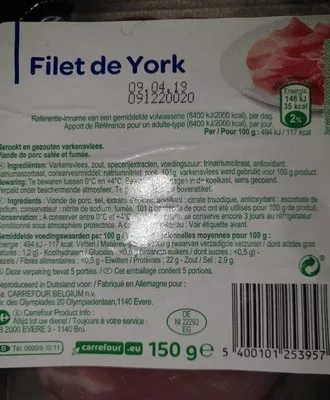 Filet de York produit blanc 150g, code 5400101253957