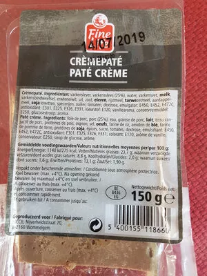 PATE CREME fine life 150 g, code 5400155118660