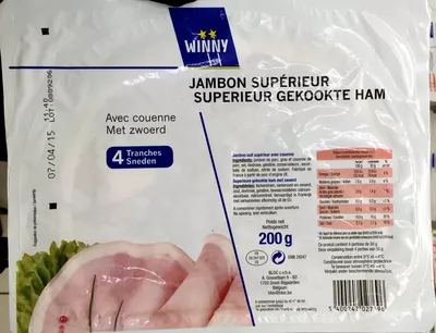 Jambon supérieur avec couenne Winny 200 g, code 5400247027696