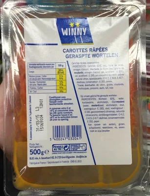 Carottes râpées Winny 500 g, code 5400247032041