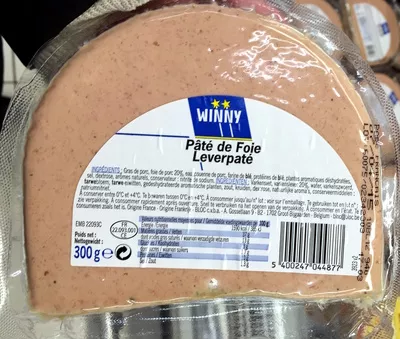 Pâté de foie de porc Winny, Bloc cvba, Groupe Louis Delhaize 300 g, code 5400247044877