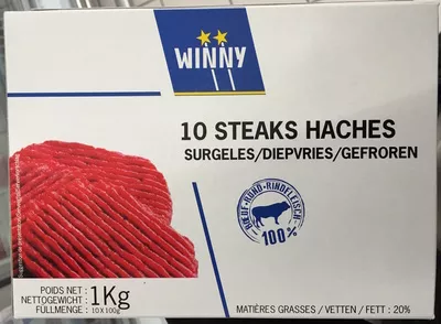 10 steaks hachés surgelés Winny 10 * 100 g (1 kg), code 5400247047212