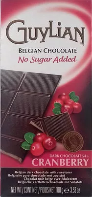 Belgian Dark Chocolate Cranberry No Sugar Added 54%  Guylian 100 g, code 5410976807018