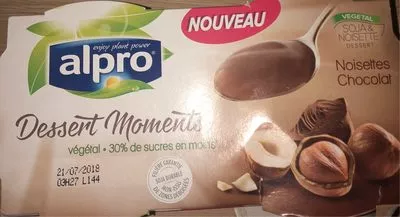 Dessert moment noisettes chocolat Alpro 250 g ℮, 2 pots de 125 g, code 5411188126157