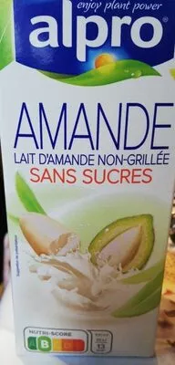 lait d'amande non grillée sans sucre Alpro , code 5411188199359