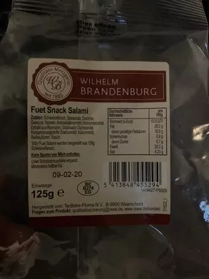 Fuet Snack Salami Wilhelm Brandenburg 125 g, code 5413848455294