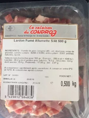 Lardon fumé allumette  0,500 kg, code 5425012584839