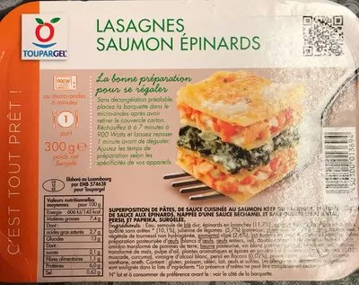 Lasagnes saumon epinards Toupargel 300 g, code 5450100013694