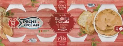 Patê de Sardinha e Cavala Pêche Océan, Marque Repère 88 g (4 * 22g), code 5606456015145