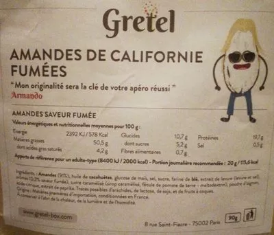 Amandes de Californie Fumées Gretel 90 g, code 56164398