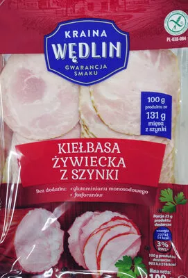 Kiełbasa żywiecka z szynki. Kraina wędlin, Animex Foods 100 g, code 5900505018706