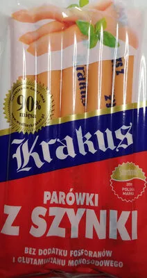 Kiełbasa wieprzowa homogenizowana wędzona parzona w osłonce niejadalnej. Krakus 200 g, code 5900567012339