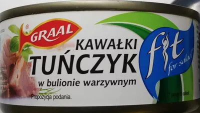 Tuńczyk kawałki w bulionie warzywnym. Graal 112 g (przed odsączeniem 160 g), code 5903895630831