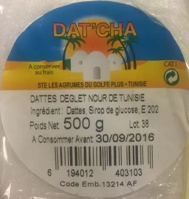 Dattes deglet nour Dat cha 500g, code 6194012403103