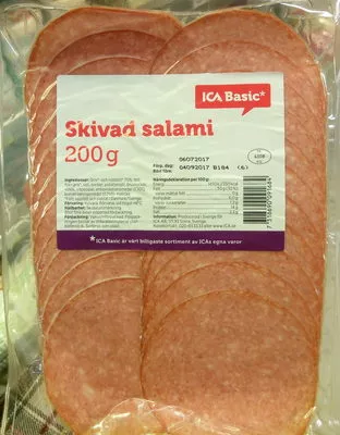 Skivad salami ICA Basic 200 g, code 7318690091684