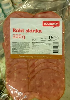 Rökt skinka ICA Basic 200 g, code 7318690103844