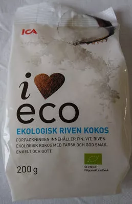 Ekologisk riven kokos ICA,  ICA I♥eco 200 g, code 7318690129820