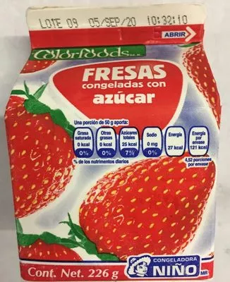 Fresas congelada con azucar Colorfoods 226 g, code 7501790200937