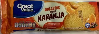 Galletas sabor naranja Great value 114 g, code 7501791652988