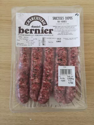 Saucisses chipos aux herbes Charcuterie Daniel Bernier , code 75101114