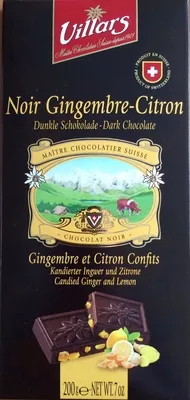 Chocolat noir gingembre-citron Villars 200 g, code 7610036002270