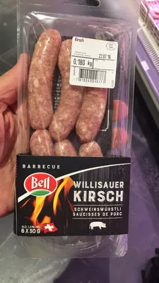 Saucisse à rôtir de porc au Kirsch Bell 180 g, code 7610092246373