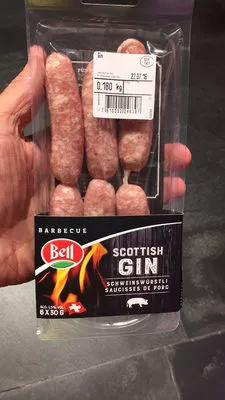 Saucisse à rôtir de porc au Gin Bell 180 g, code 7610092246397