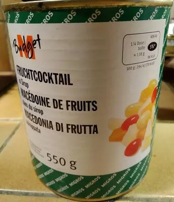 Macedoine de fruits M-Budget, Migros 550 g, code 7610200100146