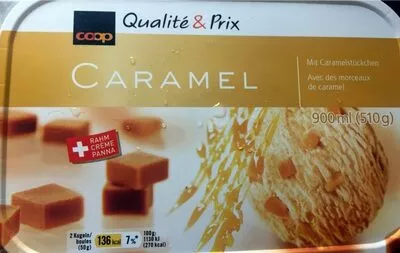 Crème glacée Caramel Qualité & Prix, Coop 510g, code 7610829064157