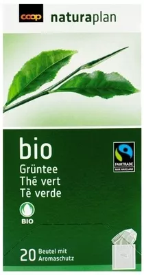 Thé vert Naturaplan, Coop,  Coop Naturaplan 20 sachets, code 7610845320350