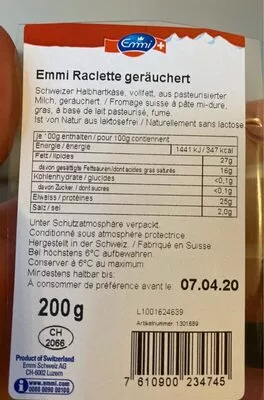 Emmi raclette Nature Emmi , code 7610900234745