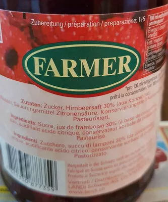 Sirop de framboise Farmer 1000 ml, code 7611330877359