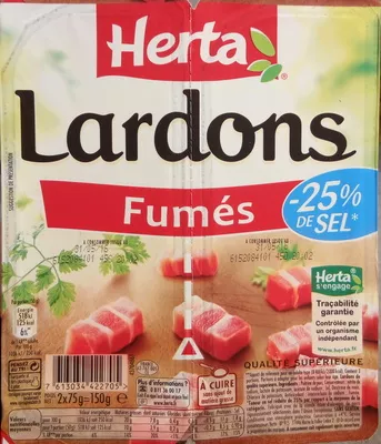 Lardons fumés (-25 % de sel) Herta 150 g (2 x 75 g), code 7613034422705