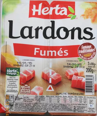 Lardons, Fumés Herta, Nestlé 200 g (2 x 100 g), code 7613034423085