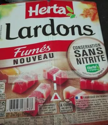 Lardon fumés conservation sans nitrites Herta 150 g (2x75 g), code 7613036277433