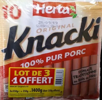 Knacki original Herta, Nestlé 1.4 kg (4 sachets de 10 pièces de 35 g), code 7613036368698