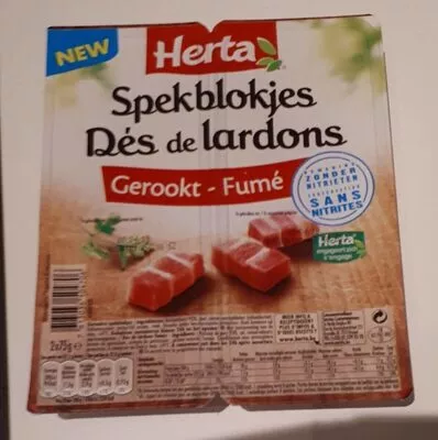 Dés de lardons fumés HERTA 2x 75 grammes, code 7613036504706