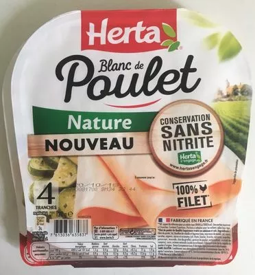 Blanc de Poulet Nature 4 tranches Sans Nitrite Herta 120 g, code 7613036635837