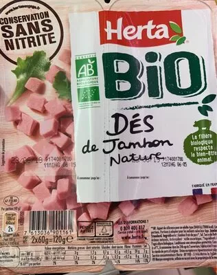 Dés de jambon nature Herta 120g (2 x 60 g), code 7613036901161